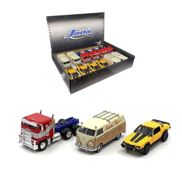JADA 1:32 CAJA GRANEL TRANSFORMERS OPTIMUS / CAMARO / COMBI WHEELJACK