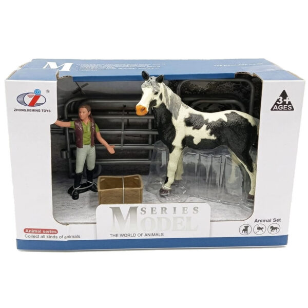 MODEL SERIES SET CABALLO OVERO NEGRO Y GRANJERO 4 PZAS