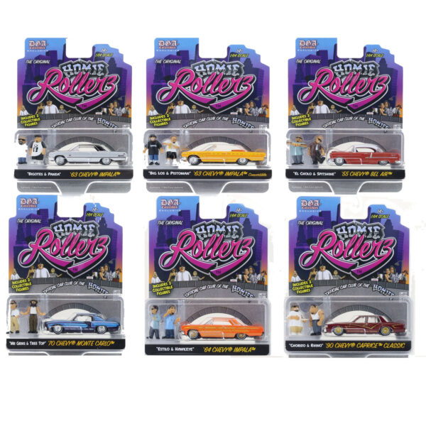 HOMIES 1:64 SERIE HOMIES ROLLERZ LOWRIDER C/FIGURA
