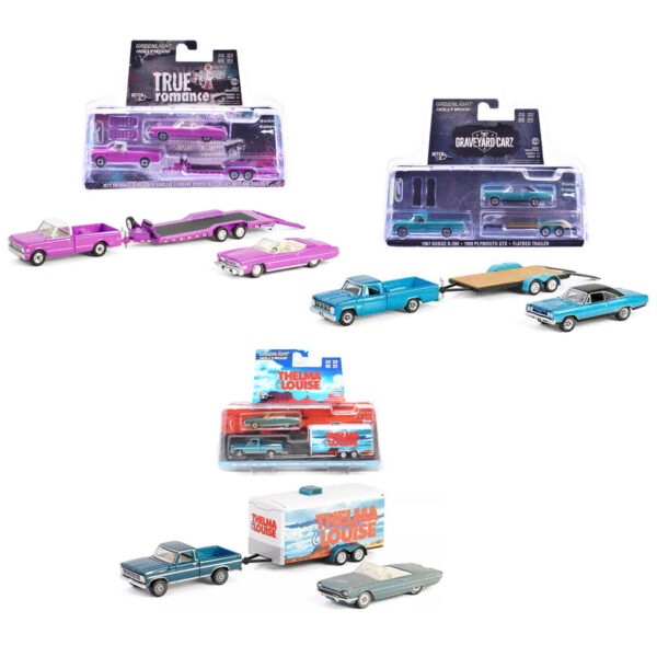 GREEN LIGTH 1:64 HITCH & TOW SERIE 13, THELMA,TRUE ROMANCE, GRAVEYARD CARZ