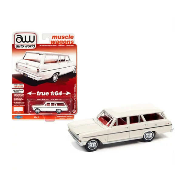 AUTO WORLD 1:64 1963 CHEVROLET NOVA II 400 WAGON BLANCO