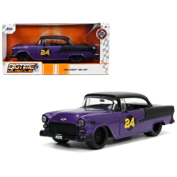 JADA 1:24 1955 CHEVROLET BEL AIR MORADO / NEGRO BIGTIME MUSCLE