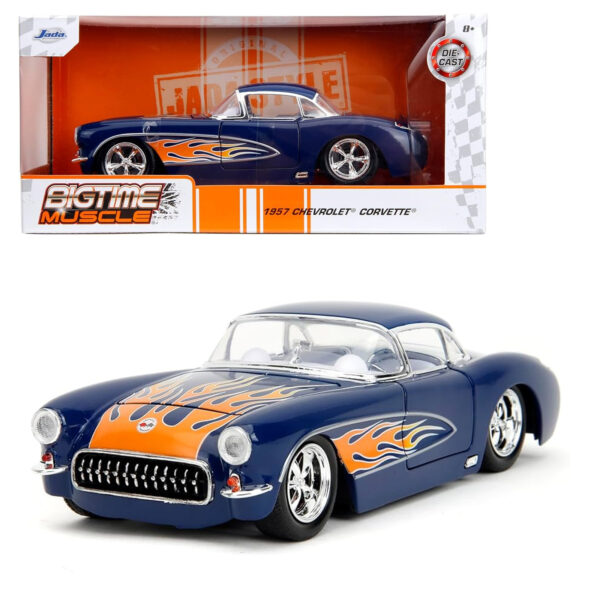 JADA 1:24 1957 CHEVROLET CORVETTE AZUL FLAMAS
