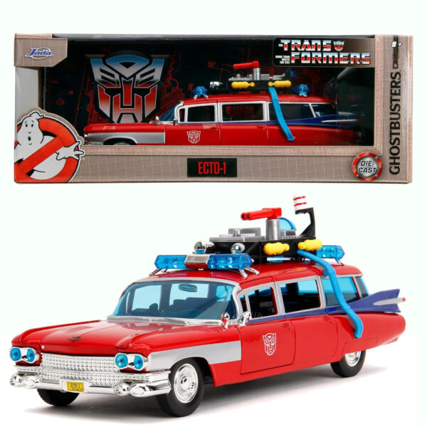 JADA 1:24 ECTO-1 GHOSTBUSTERS EDICION TRANSFORMER ROJO