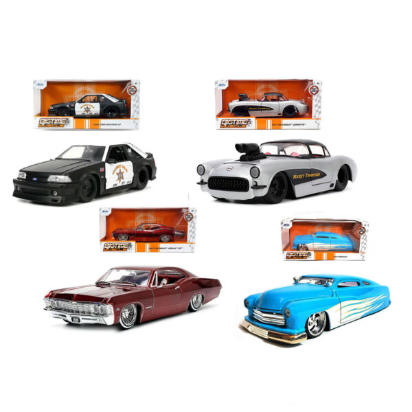 JADA 1:24 SERIE BIGTIME MUSCLE 3, MUSTAN, CORVETTE, MERCURI, IMPALA