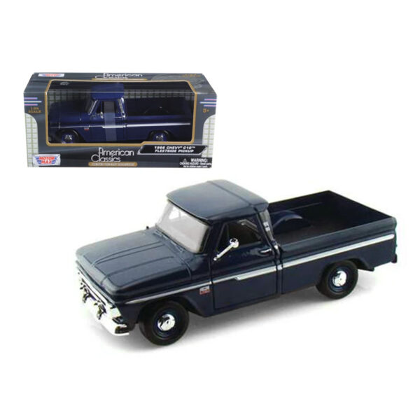 MOTORMAX 1:24 1966 CHEVY C10 FLEETSIDE PICKUP DARK BLU