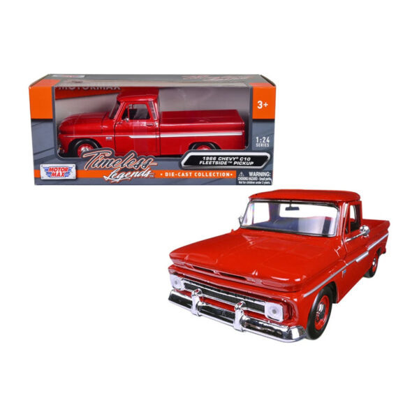 MOTORMAX 1:24 1966 CHEVY C10 FLEETSIDE PICKUP ROJA