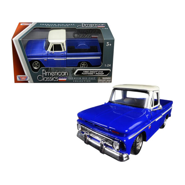 MOTORMAX 1:24 1966 CHEVY C10 FLEETSIDE PICKUP BLU / CREAM