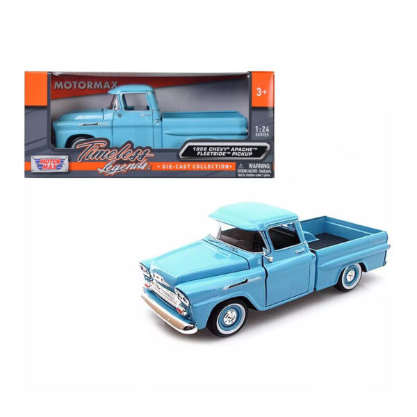 MOTORMAX 1:24 1958 CHEVY APACHE FLEETSIDE PICKUP AZUL
