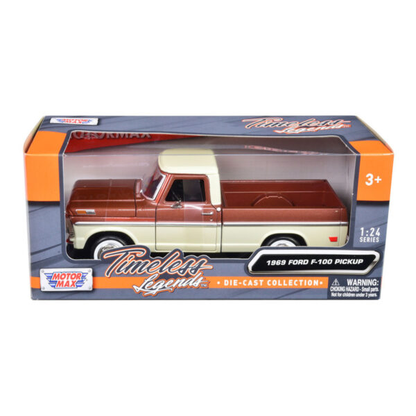 MOTORMAX 1:24 1969 FORD F-100 PICKUP BROWN / CREAM
