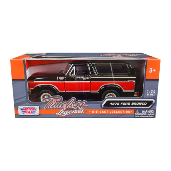 MOTORMAX 1:24 1978 FORD BRONCO BLACK / RED