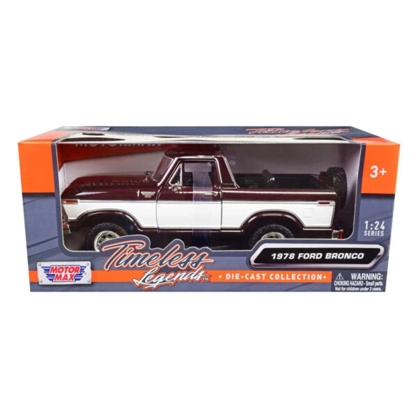 MOTORMAX 1:24 1978 FORD BRONCO BURGANDI / WHITE