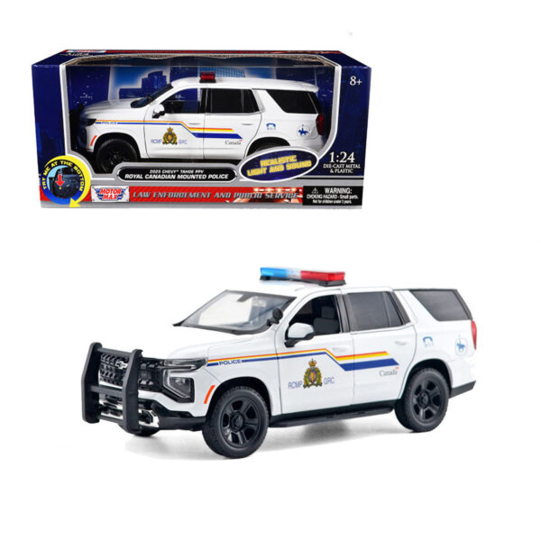 MOTORMAX 1:24 2025 CHEVY TAHOE PPV ROYAL CANADIAN MOUNTED POLICE LUZ Y SONIDO
