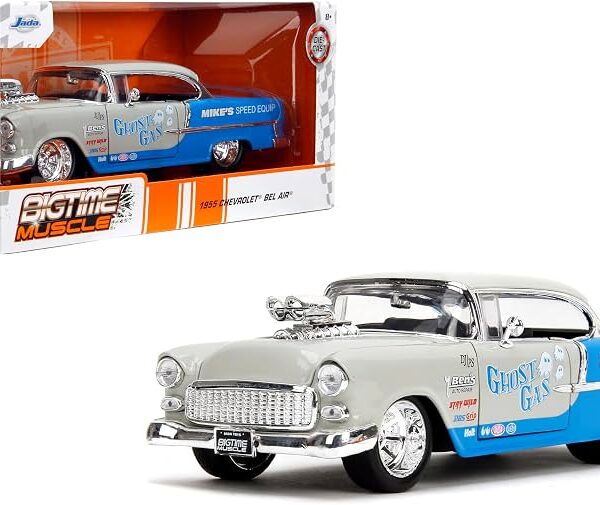 JADA 1:24 1955 CHEVROLET BEL AIR CREMA / AZUL BIGTIME MUSCLE