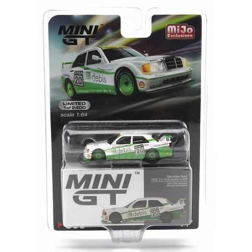 MINI GT 1:64 MERCEDES BENZ 190 E BLANCO / VERDE